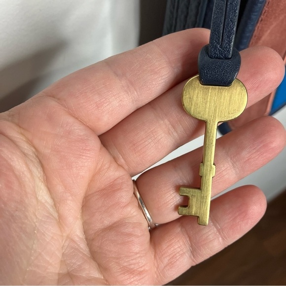 Fossil Rumi blue Cabernet striped suede leather flap crossbody bag small - Picture 7 of 15